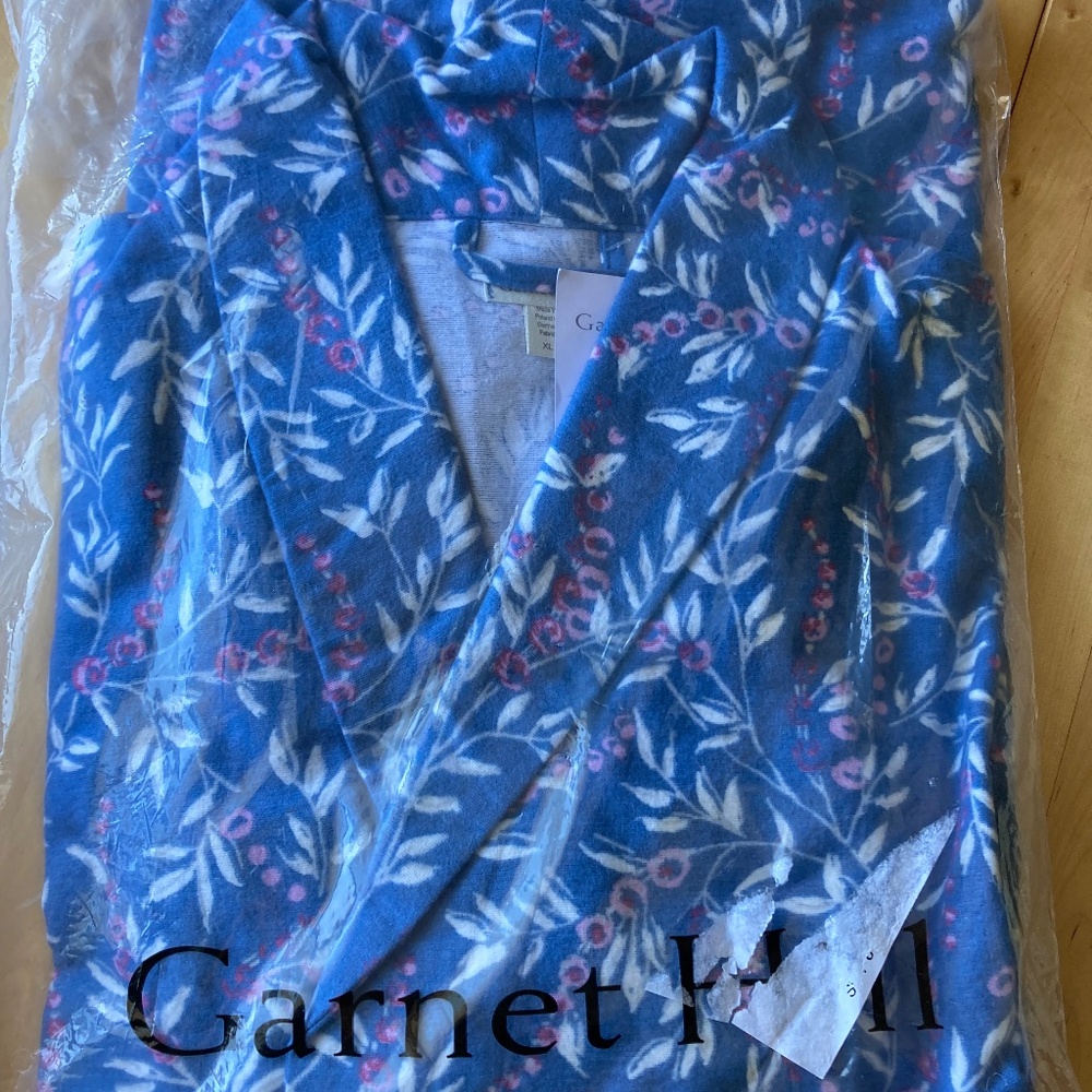 🎁 Selling for 1/2 price! NEW Garnet Hill Organic Cotton Heritage Flannel Robe